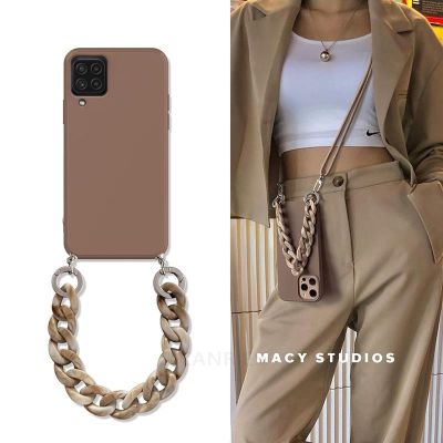 「Enjoy electronic」 Crossbody Lanyard Bracelet Necklace Chain Marble Phone Case For  Samsung Galaxy A22 4G 5G 2021 A12 A42 Luxury Soft Back Cover