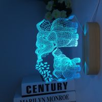 Elephant Wooden 3D Led Night Light for Bedroom Decoration Wood Nightlight Cool Birthday Gifts Room Decor Elephant Table Lamp