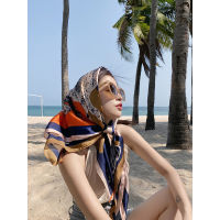 Aibins2021 New Spring Female Scarf High Quality Shawl Twill Satin Fashion Scarf Headscarf Beach Sun Protection Bag Headscarf Scarf 90cm * 90cm WJ1006