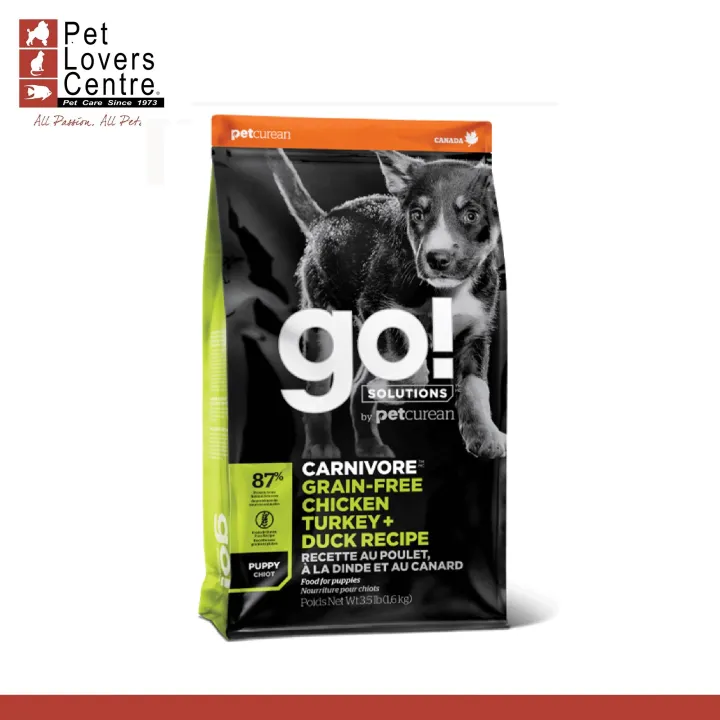Go! Petcurean Dog Dry Food Puppy Carnivore Chicken Turkey Duck 1.6 kgs