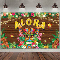 Luau ตกแต่งงานปาร์ตี้ฮาวาย Aloha ฉากหลังแบนเนอร์ทรอปิคอล Tiki Totem การถ่ายภาพพื้นหลังใบปาล์ม Hibiscus ดอกไม้ปาร์ตี้ซัพพลายสำหรับฤดูร้อนฮาวายปาร์ตี้ตกแต่ง