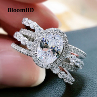 BloomHD แหวนหมั้นแต่งงานเพชรสังเคราะห์แฟชั่นใหม่สำหรับผู้หญิงและเด็กผู้หญิง