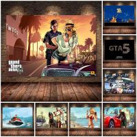 Grand Theft Auto V โปสเตอร์เกม Home Room ตกแต่ง Nordic พิมพ์ Wall Art Aesthetic Modern Design โปสเตอร์ภาพวาดผ้าใบ