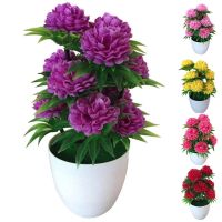 hotx【DT】 1Pc Artificial Chrysanthemum Bonsai Potted Landscape Floral Flowers Color Fake