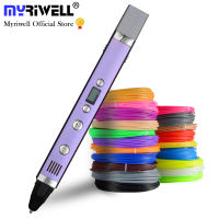 Myriwell 1.75mm ABSPLA DIY 3D Pen LED Screen,USB Charging 3D Printing Pen 100M Filament Creative Toy Gift For Kids Design