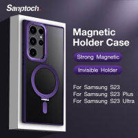 Sanptoch เคสศัพท์แม่เหล็กยึดศัพท์ที่มองไม่เห็นสำหรับ Samsung Galaxy S23 S23 S23ฝาหลังเนื้อแข็งผิวด้านโปร่งแสงพิเศษสำหรับ S23 Plus Magsafe เคสกันกระแทก9201