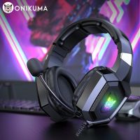 J15 Headphone Gaming K8 ONIKUMA พร้อมไมค์ HD แบบยืดหยุ่นไฟ RGB เสียงรอบทิศทางเล่นเกมหูฟังแบบมีสายเหนือหูสำหรับเกมส์ PC Xbox