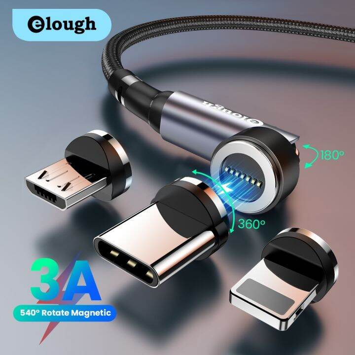 สาย540แม่เหล็ก-elough-3a-ไมโครชาร์จที่รวดเร็ว-usb-type-c-สายสำหรับ-iphone-แม่เหล็ก-samsung-xiaomi-สายดาต้าสำหรับโทรศัพท์