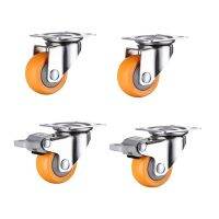 4pcs 1 inch 25mm Heavy Duty 60kg Orange Swivel Castor Wheels Trolley Furniture Caster Rubber