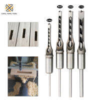 4Pcs HSS Twist เจาะ Bits Square Auger Mortising Chisel เจาะชุด Square Hole งานไม้เจาะชุดเครื่องมือชุด Extended Saw LT057