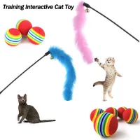 1PC Cats And Dogs Toys Ball Chew Toy Pet Kitten Ball Rainbow Elastic Rubber 3.5 Cm Funny For Pet Chewing Toys Ball Accessories Toys