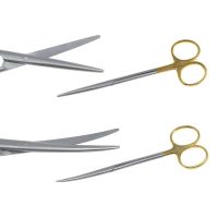 Stainless Steel Cut Tissue Scissors Golden Handle Blunt Scissors Straight Curved Autoclavable Scissors