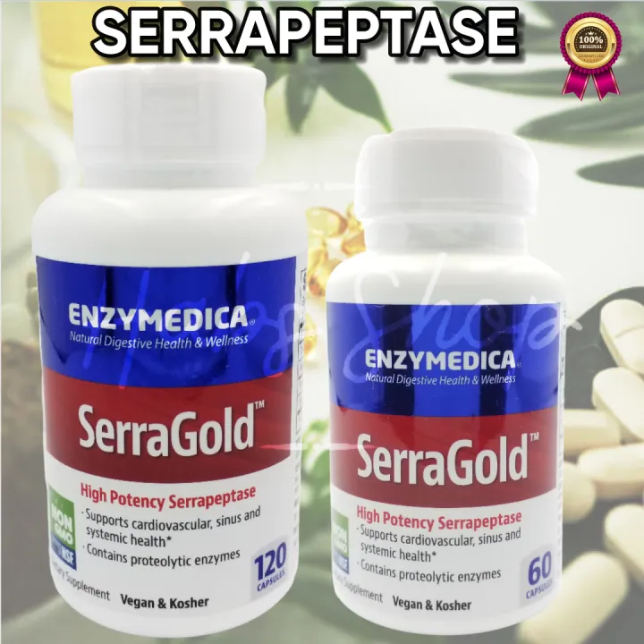 Enzymedica SerraGold High Potency Serrapeptase 60 Capsules OR 120 ...