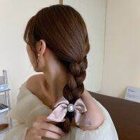 [COD] High-end large intestine hair ring gentle pearl oval bow does hurt high elastic head elegant accessories