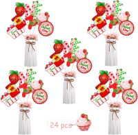 JOLLYBOOM Strawberry Centerpiece Sticks, Pink Strawberry 1st Birthday Decorations For Girl, Sweet One Birthday Table Decorations, Berry First Birthday Party Supplies Table Centerpiece - Set Of 24