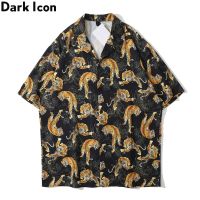 เสื้อเชิ้ตโปโลแ ขนสั้นลาย Dark Icon Tiger แฟชั่นสําหรับผู้ชาย