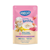 Moochie Creamy Broths มูชี่ ครีมมี่ อาหารเปียกสำหรับแมว รสทูน่าและคานิกามิ 40 g. x 16 ซอง