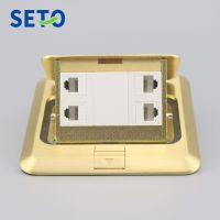 SeTo Pop-up Type Floor Socket Double Network Lan RJ45 Cat5e+ Dual RJ11 Cat3 Tel Wall Plate Keystone Floor Receptacle