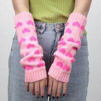 1 Pair Women Gloves Japanese Kawaii Lolita Arm Sleeve Girl Arm Crochet Knitting Gothic Heart Warm Fingerless Warmer Winter Glove [NEW]