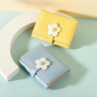 Girls ID Card Window Wallet Small Card And Coin Wallet For Girls Cute Three-fold Wallet For Girls Small PU Leather Wallet For Women Flower Printed Wallet For Girls