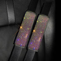 2Pcs Crystal Diamond Seat Belt Shoulder Pads Bling Car Safety Belt Covers Protector Cushion Auto Decor Car Accessories for Women Seat Covers