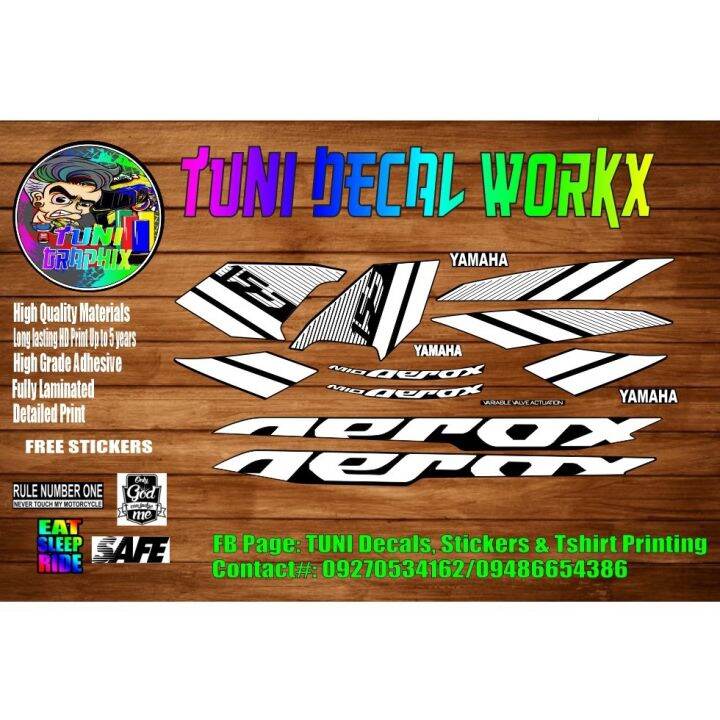 Yamaha Aerox V1 Stock Decals (WHITE) w/freebies Lazada PH