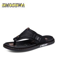 2023 Business Leather Mens Slippers High Quality Style Men Flip Flops High Quality Sandals Non-slip Male Slippers Home Slippers