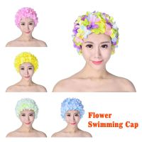 3D Flower Women Bathing Cap Handmade Breathable Swimming Bath Cap Soft Long Hair Diving Hood Ear Protection Pool Accesories Swim Caps