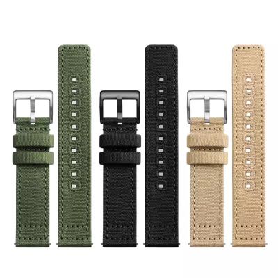 Gelang jam kanvas 18mm 20mm 22mm tali jam tangan Khaki gelang lepas cepat untuk jam tangan militer untuk pria