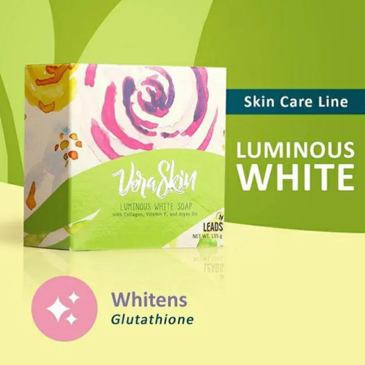 Veraskin Luminous White Soap with Collagen, Vitamin E, and Argan Oil Lighten & Hydrates Skin