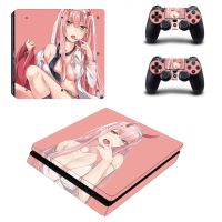 ℡℗✑ Anime Cute Girl Zero Two PS4 Slim Decal Protective Skin Cover Sticker for PS4 Slim Console amp; Controller Stickers Vinyl