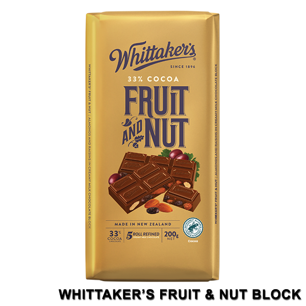 Whittaker's Fruit & Nut Chocolate Block 200g 33 Cocoa Lazada