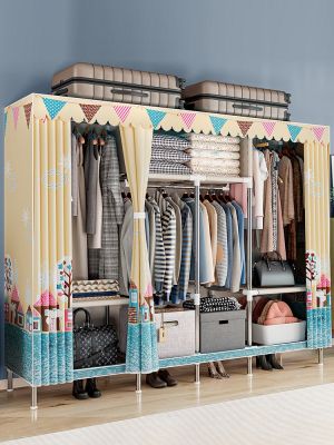 ◊ cloth wardrobe for home bedroom strong and durable apartment hanging assembly storage cabinet rental housing