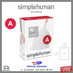 simplehuman Code B Custom Fit Liners (6L) - 90pcs (3pk x 30) - Trash Bin  Refill Bags - CW0251