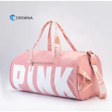 Pink brand store travel bag