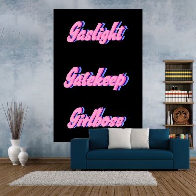 【CW】♕  XxDeco Meme Tapestry Gaslight Gatekeep Girlboss Printed Room Decoration Wall Hanging Blanket Dorm