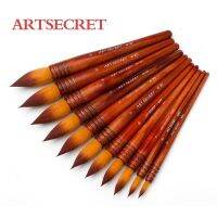 ArtSecret แปรงอะคริลิกสีน้ำ Gratis Ongkir,40RT สีเหลืองหัวกลมขนนุ่มกันตกสำหรับนักวาดมืออาชีพ