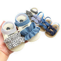 Infant Baby Girl Sandals Princess Dot Flats Soft Anti-slip Cotton Sole Summer Crib Toddler Sandals FD