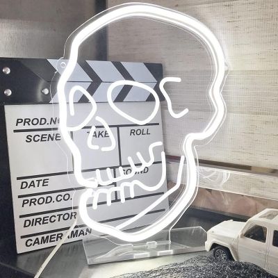 Skeleton Skull Neon Signs Pink Ghost Led Neon Sign Wall Night Lights Cool Neon Sign Decor for Room Bedroom Bar USB