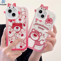 Rixuan เคสสำหรับ VIVO V25e Y16 Y35 Y22 Y22S VIVO V25 5G Y20 Y12 Y21s Y15s V23E Y01 Y15A Y21 Y12i Y15 Y11 Y12s Y91C Y51 Y21T Y33T Y91 Y30 Y33s Y1s สตรอเบอร์รี่น่ารักหมี Lotso การ์ตูน3D Bow-Knot เคสโทรศัพท์นิ่มสำหรับเลนส์สัตว์ประหลาด