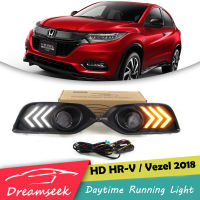 ไฟตัดหมอก LED DRL สำหรับ Honda Vezel HR-V 2019 ไฟวิ่งกลางวันพร้อมไฟเลี้ยว