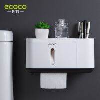 ECOCO กล่องกระดาษชำระกล่องกระดาษม้วนในห้องน้ำ,อุปกรณ์ตกแต่งบ้านกันน้ำไม่ต้องใช้ตะปูเครื่องปั๊มทิชชู่ติดผนังอุปกรณ์เก็บของในห้องน้ำ