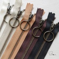 ☾▦■ 15 30cm Handmade YKK 3 3rd Bronze Metal Non-slip Zipper Diy Patchwork Bag Pocket Accessories Circle Head