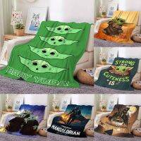 75cmx100cm Baby Yoda Cute Cartoon Figure Printed Flannel Blanket Starts Wars Capacity The Mandalorians Anime Warm Blanket for Decor