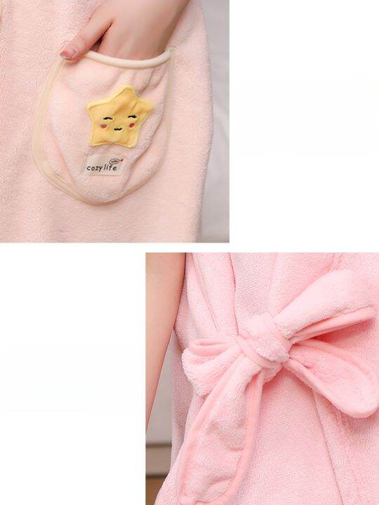 jw-cartoon-can-wrapped-adult-simplicity-attachment-skirt-cotton-absorbent-household-bathrobe