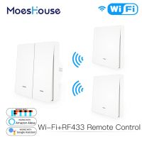 ♠✱☇ WiFi Smart Push Button Switch 2-Way RF433 Wall Panel Transmitter Kit Smart life Tuya App Control Works with Alexa Google Home