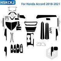 สำหรับ Honda Accord 2018 2019 2020 2021อุปกรณ์เสริมรถยนต์พลาสติกสีดำเต้าเสียบอากาศเกียร์ตราสารประตูตัดสติ๊กเกอร์