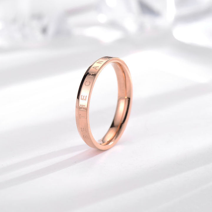 แหวนเหล็กไทเทเนี่ยมที่เรียบง่ายและทันสมัยออกแบบแหวนคู่นิ้วชี้สำหรับผู้หญิง-uy04