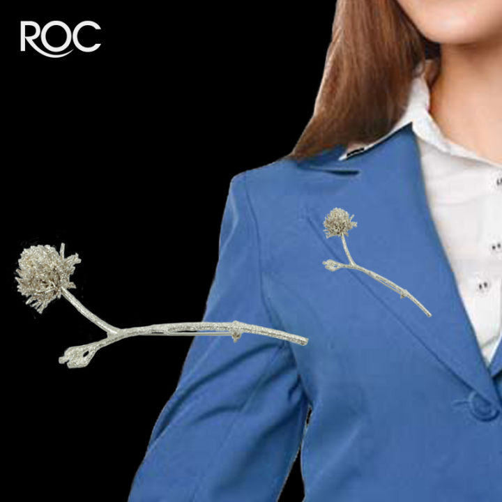 roc-เข็มกลัดชุบเงินแท้-เข็มกลัดดอกไม้-เข็มกลัดติดเสื้อ-พินติดสูท-lapel-pin-ดอกไม้ติดหน้าอก-เข็มกลัดติดหน้าอก