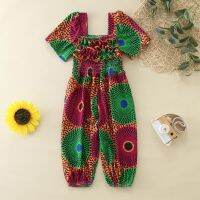 Summer African Dresses Kids Fashion Print Romper Baby Girls Dashiki Bazin Bohemian Jumpsuit Children Riche Ankara Africa Clothes